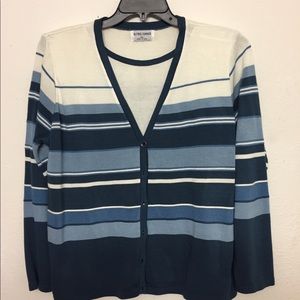Striped Beige and Blue two pieces cardigan
